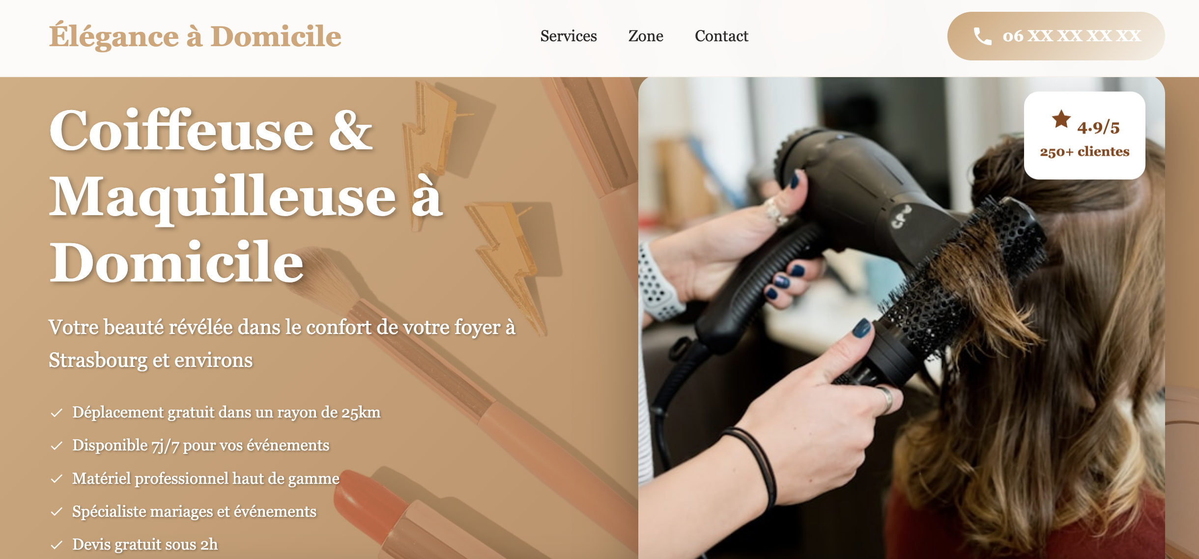 Elegance à domicile - Site vitrine coiffeuse