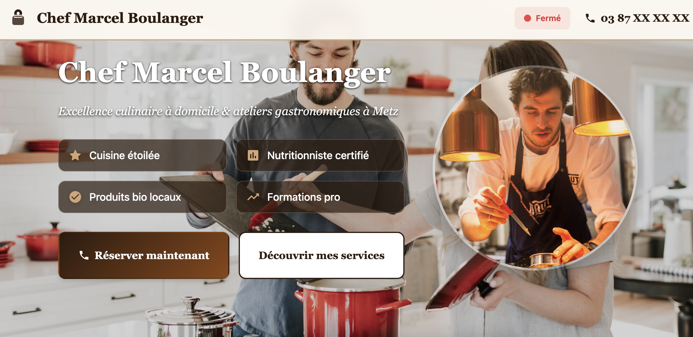 Chef Cuisinier - Site vitrine