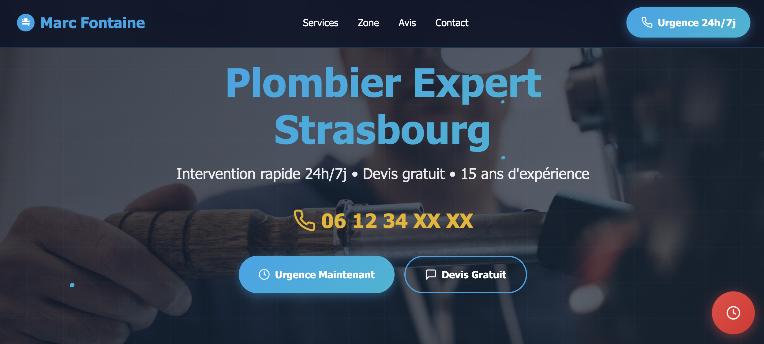 Plombier - Site vitrine plombier